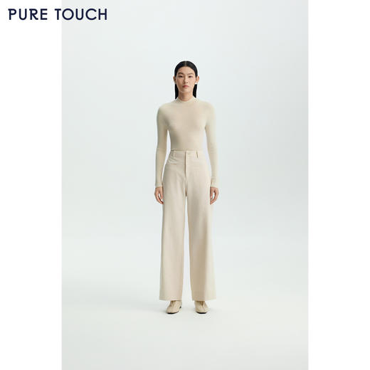 商场同款PURE TOUCH女装26春新款棉混纺牛仔裤微弹白色高腰直筒裤 商品图1