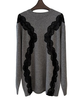 女款羊毛蕾丝拼接针织毛衣hu