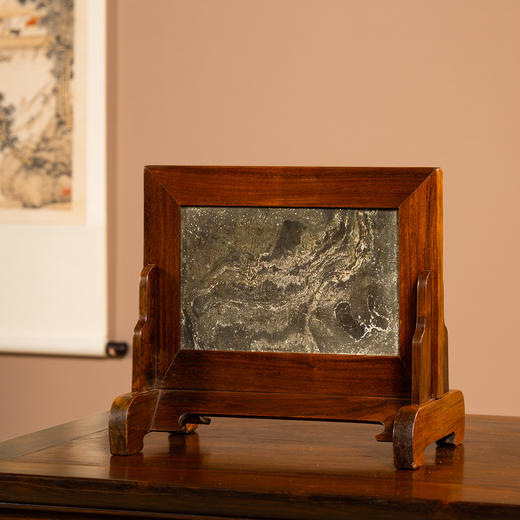 清	黄花梨镶绿石案屏 商品图4