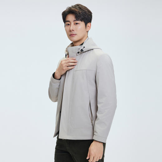 【门店同款】圣得西2025年冬季男款风衣连帽拉链保暖标准版型外套 商品图1