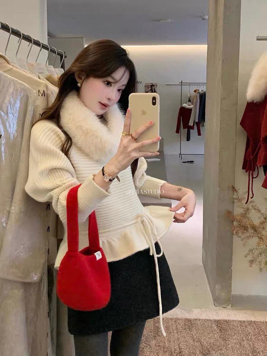 毛领荷叶边毛衣 商品图1