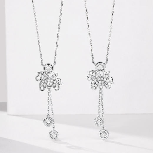 【新年限定】 卡蒂罗KADER  马上有钱项链/幸运钱币小马项链 925银/足银999生肖本命年闪耀吸睛吊坠马上来财转运锁骨链 百搭通勤时尚设计 商品图4