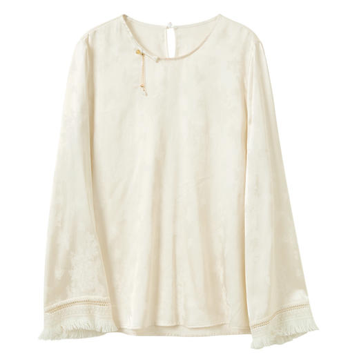 三彩【蝶影流光】2026春季新款新中式提花小衫流苏宽松盘扣C 商品图4