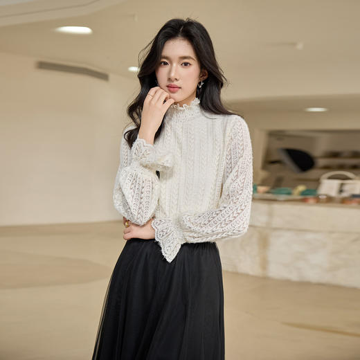 奢姿大码女装2026冬季时尚镂空半高领针织衫胖妹妹气质温柔上衣9954255028 商品图4