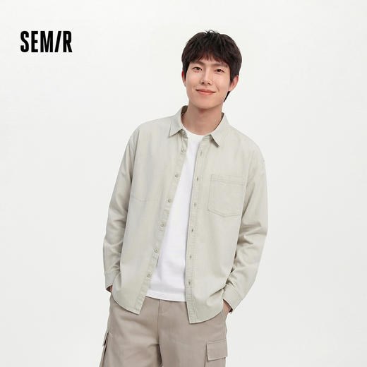 商场同款|森马长袖衬衫男春季纯棉斜纹外套2026新款宽松翻领上衣 商品图1