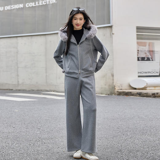 奢姿大码女装2025冬季时尚连帽拉链套装胖妹妹气质舒适显瘦两件套9954969954 商品图4