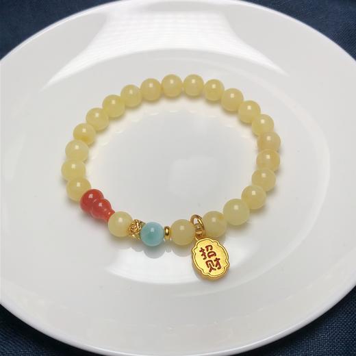 上新！满蜜白花蜜蜡、南红葫芦、海纹石、铜招财纳福小手链（无证书）饰品美物 商品图5