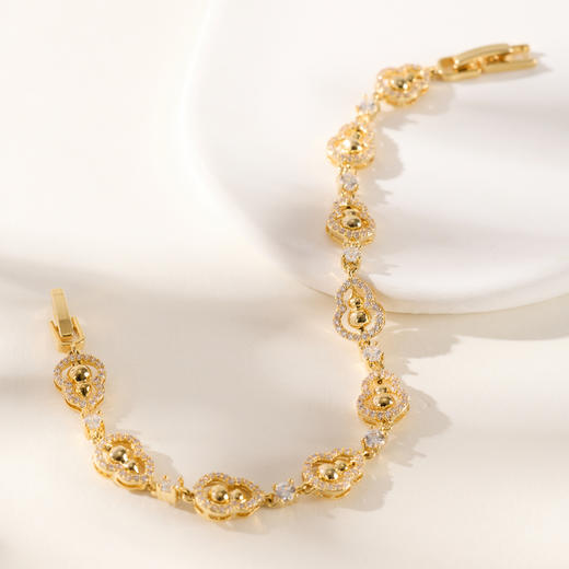 三彩2026新款镀金镶锆石葫芦手链轻奢国风福禄吉祥节日优雅贵气 商品图2