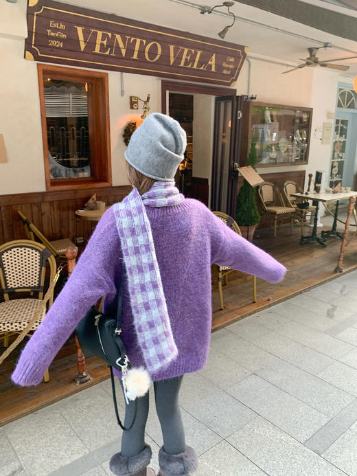 <曾小咸推荐>现货秒杀 ！微信超特价！韩系紫色套头毛衣（含围巾）日常219.99 立减130 秒杀89.99！！ 商品图14