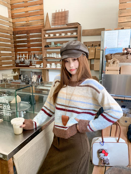 <曾小咸推荐>现货秒杀 ！微信超特价！韩系撞色条纹毛衣 日常159.99 立减70 秒杀89.99！！ 商品图6