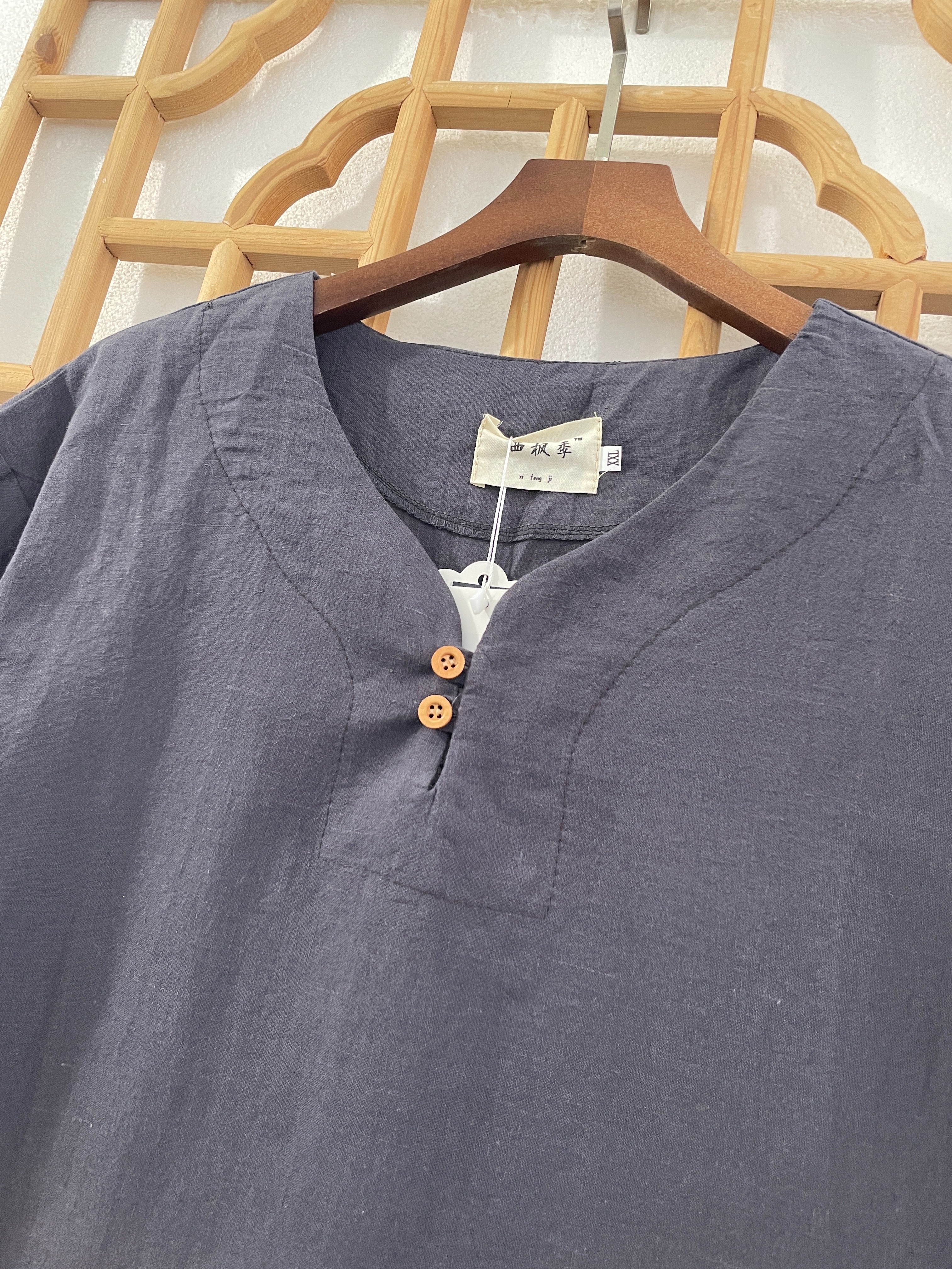 「断码清仓」男士棉麻禅意中式短袖上衣DZQC-108