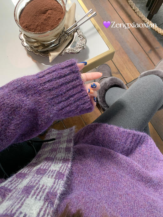 <曾小咸推荐>现货秒杀 ！微信超特价！韩系紫色套头毛衣（含围巾）日常219.99 立减130 秒杀89.99！！ 商品图11