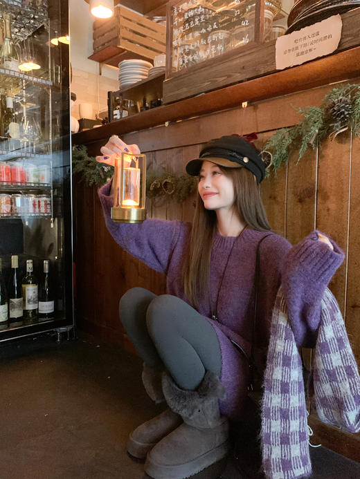 <曾小咸推荐>现货秒杀 ！微信超特价！韩系紫色套头毛衣（含围巾）日常219.99 立减130 秒杀89.99！！ 商品图7