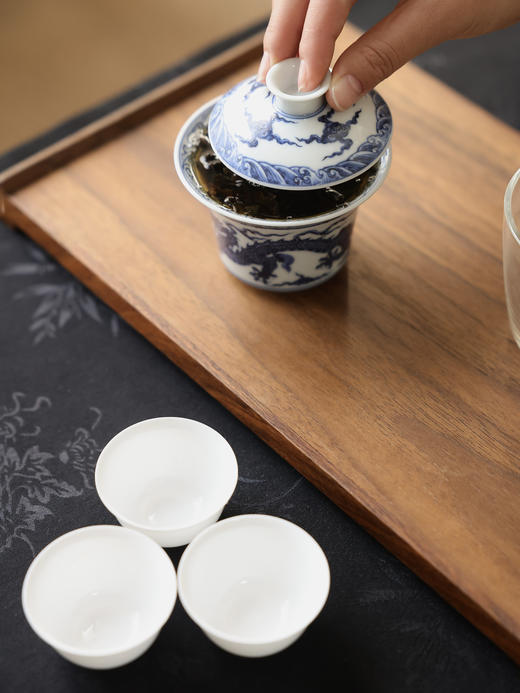 【怀宣临古】青花明永宣龙纹马蹄二才盖碗满容约150cc 商品图9