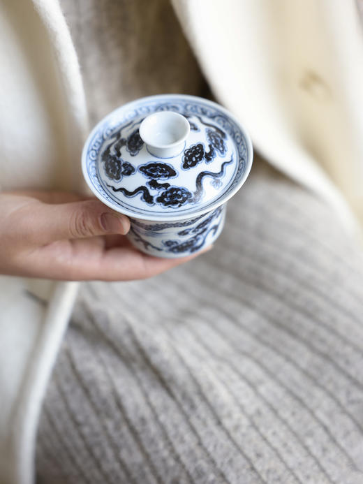 【元岚堂】元青花龙纹马蹄二才盖碗满容约150c 商品图4