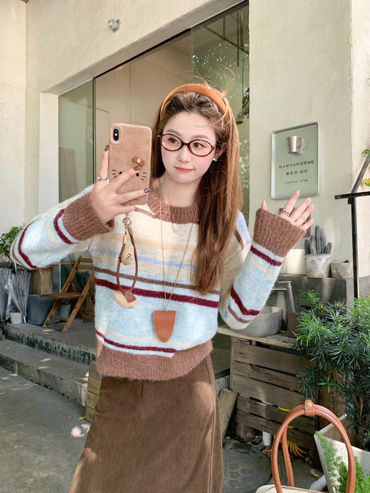 <曾小咸推荐>现货秒杀 ！微信超特价！韩系撞色条纹毛衣 日常159.99 立减70 秒杀89.99！！ 商品图10