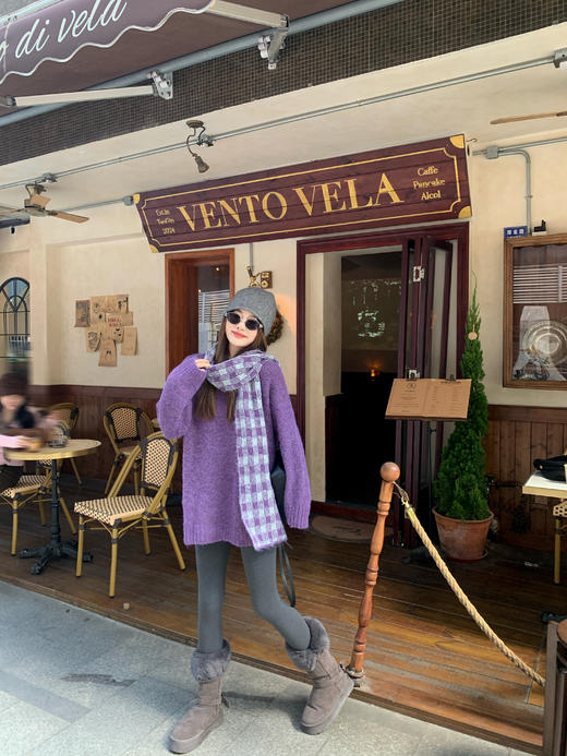 <曾小咸推荐>现货秒杀 ！微信超特价！韩系紫色套头毛衣（含围巾）日常219.99 立减130 秒杀89.99！！ 商品图10