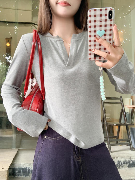 <曾小咸推荐>现货秒杀 ！微信超特价！3色v领长袖T恤 日常109.99 立减50 秒杀59.99！！ 商品图7