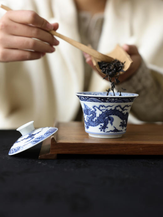 【怀宣临古】青花明永宣龙纹马蹄二才盖碗满容约150cc 商品图6