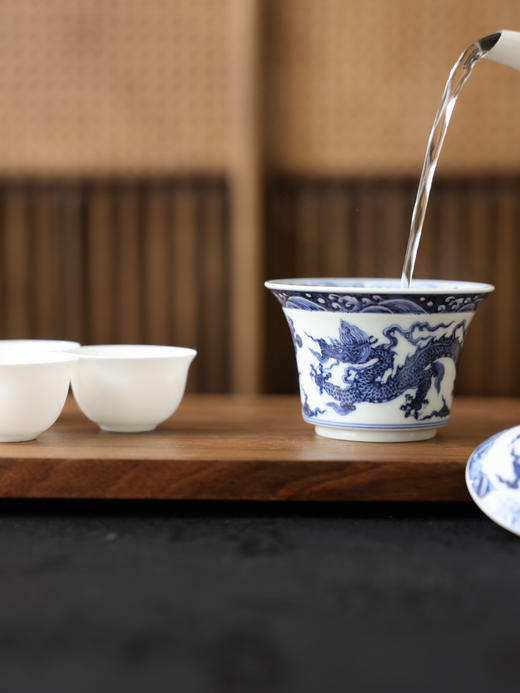 【怀宣临古】青花明永宣龙纹马蹄二才盖碗满容约150cc 商品图8