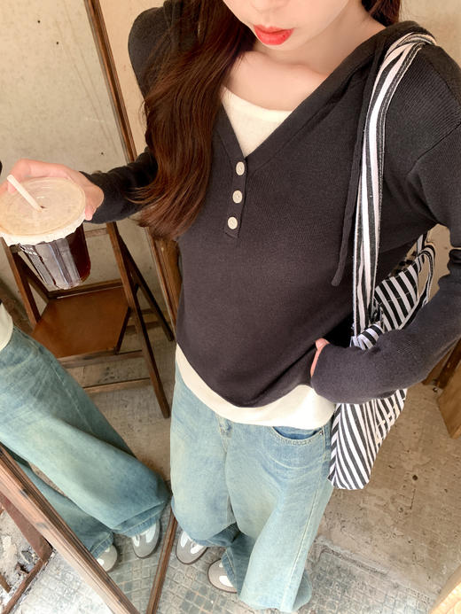 <曾小咸推荐>现货秒杀 ！微信超特价！韩系2色假两件长袖T恤 日常119.99 立减40 秒杀79.99！！ 商品图12