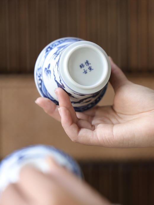 【怀宣临古】青花明永宣龙纹马蹄二才盖碗满容约150cc 商品图2