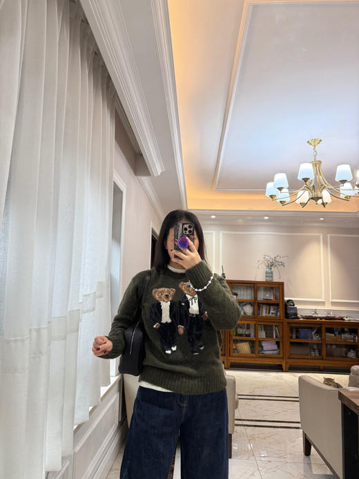 11-6 绿色黑色少量几件 RL羊毛羊驼毛混纺 特工小熊cp🐻双熊 圆领套头衫 自留L 商品图2