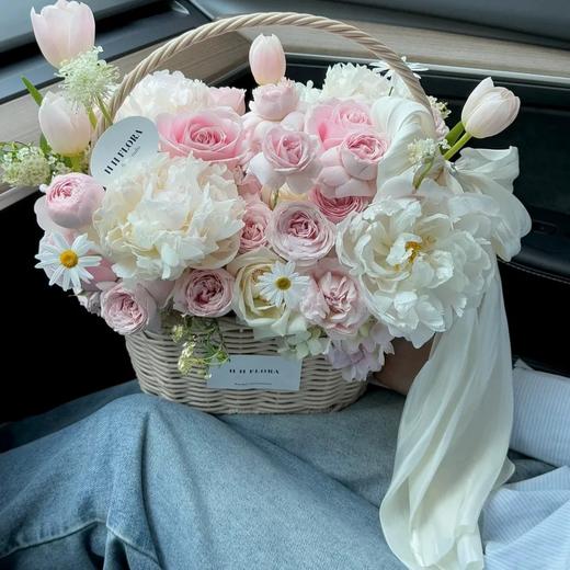 法式田园风椭圆横把花篮/蝴蝶结配饰 商品图2