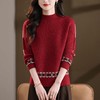 半高领针织衫民族风花纹拼接，坑条显瘦内搭打底短款毛衣CC-101-68808 商品缩略图2