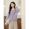 鹿向南「木槿」氛围感亮片紫色针织毛衣显瘦减龄开衫上衣女秋冬季 商品缩略图1
