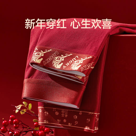 芬腾男士内裤10A抗菌裆纯棉平角裤红色结婚本命年舒适四角短裤头 商品图1