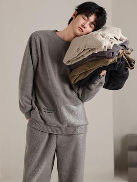 男士加厚半边绒套装