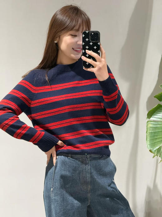 【高品质私服】【IC宽条纹红色毛衣】新年感配色风格把 “高级显白” 焊在基因里G1643-CC【无标出货 介意慎拍】 商品图1
