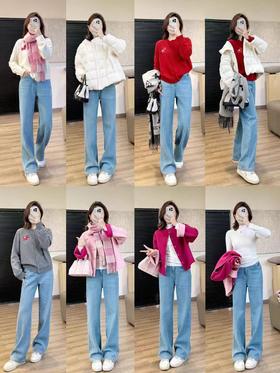 红马新年土耳其岩洗870g厚绒窄腿直筒显瘦牛仔裤