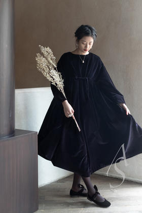 Daniela Gregis 墨蓝色丝绒抽褶连衣裙