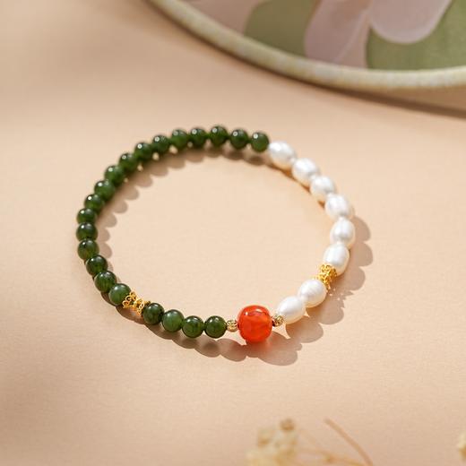 【敦煌清溪·和田玉珍珠手串】敦煌福泽小众和田玉淡水珍珠手串国风 新中式轻奢新款手串 商品图3