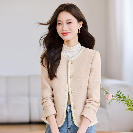 「自」全新升级【铂金会员174/天猫229/差价55】(75524)洛诗琳小香风西装外套2026新款简约干练气质修身短外套女 商品图1