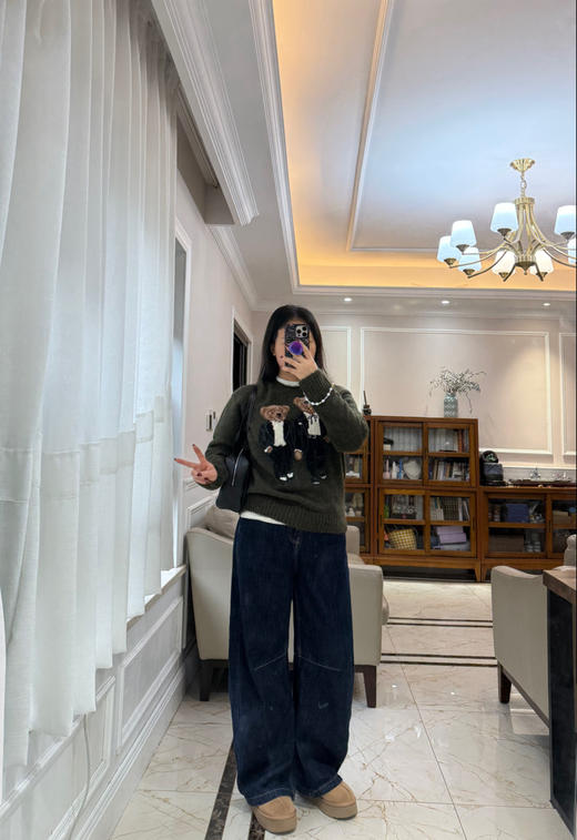 11-6 绿色黑色少量几件 RL羊毛羊驼毛混纺 特工小熊cp🐻双熊 圆领套头衫 自留L 商品图4