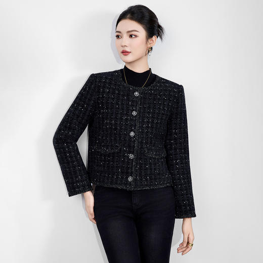 「高货wl」全新升级【铂金会员339/天猫459/差价120】(02228)洛诗琳气质羊毛混纺粗花呢外套2026新款小香风夹棉外套女 商品图0