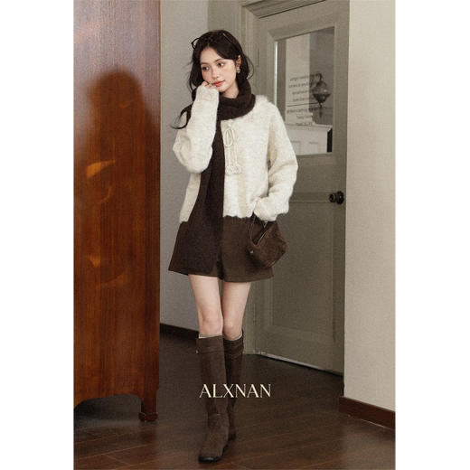 鹿向南「微醺玫瑰」秋冬季新年高级红色针织衫上衣慵懒羊毛毛衣女 商品图3