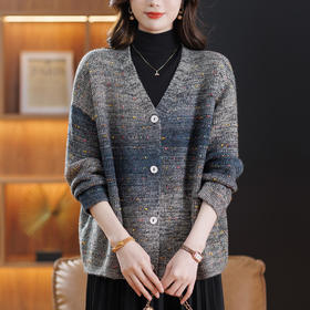 胖妈妈春装针织开衫，宽松时尚洋气粗线毛衣外套CC-17-6101