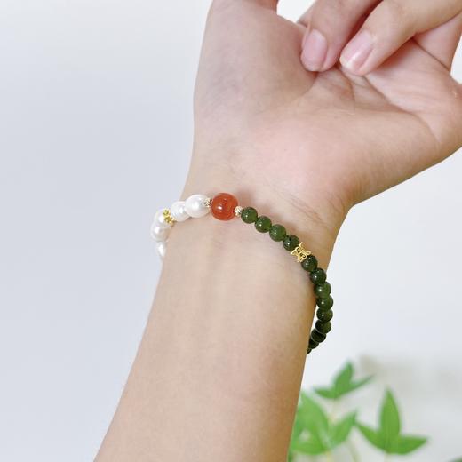 【敦煌清溪·和田玉珍珠手串】敦煌福泽小众和田玉淡水珍珠手串国风 新中式轻奢新款手串 商品图5