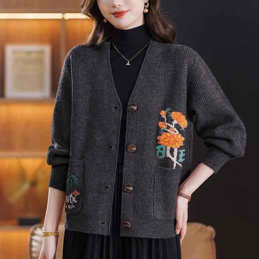 针织外套妈妈大码上衣，洋气时尚遮肚子毛衣开衫CC-17-6107 商品图3