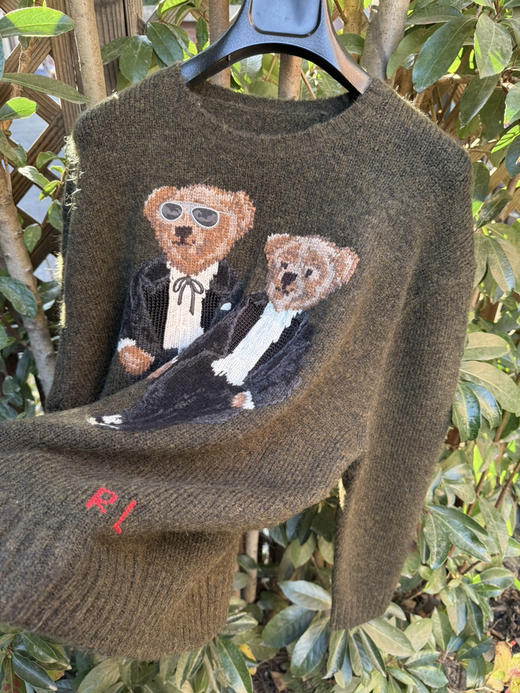 11-6 绿色黑色少量几件 RL羊毛羊驼毛混纺 特工小熊cp🐻双熊 圆领套头衫 自留L 商品图12
