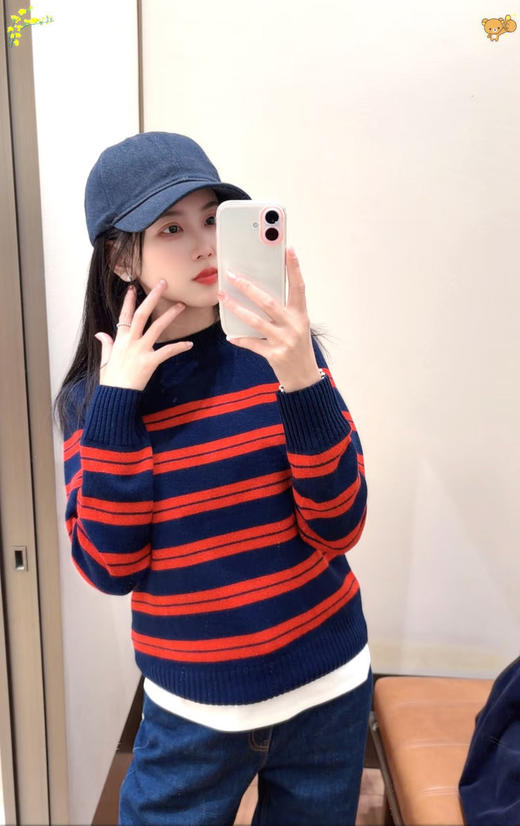 【高品质私服】【IC宽条纹红色毛衣】新年感配色风格把 “高级显白” 焊在基因里G1643-CC【无标出货 介意慎拍】 商品图2