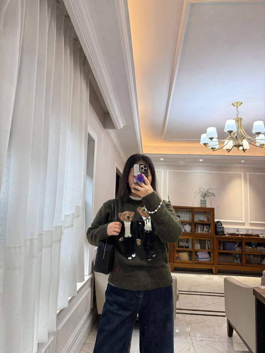 11-6 绿色黑色少量几件 RL羊毛羊驼毛混纺 特工小熊cp🐻双熊 圆领套头衫 自留L 商品图6