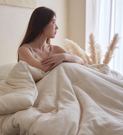 老米优品🎈A类！《棉麻黄金蚕蛹被芯》超蓬松！棉麻黄金蚕蛹被芯提花被子秋冬被四季被~ 商品图0