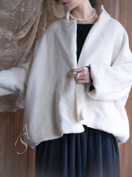 Daniela Gregis 奶油白羊驼毛双面短外套 商品图1