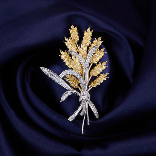 高级感轻奢镶嵌锆石麦穗胸针，高档精致大麦别针配饰大衣服饰配件LY-Z-023 商品图0