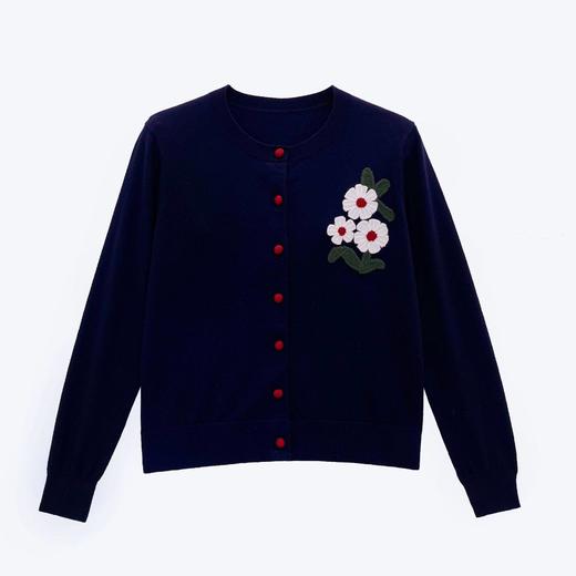 「高货rp」全新升级【铂金会员257/天猫349/差价92】(43135)洛诗琳立体花朵针织开衫2026年春季新款圆领精纺羊毛开衫 商品图4